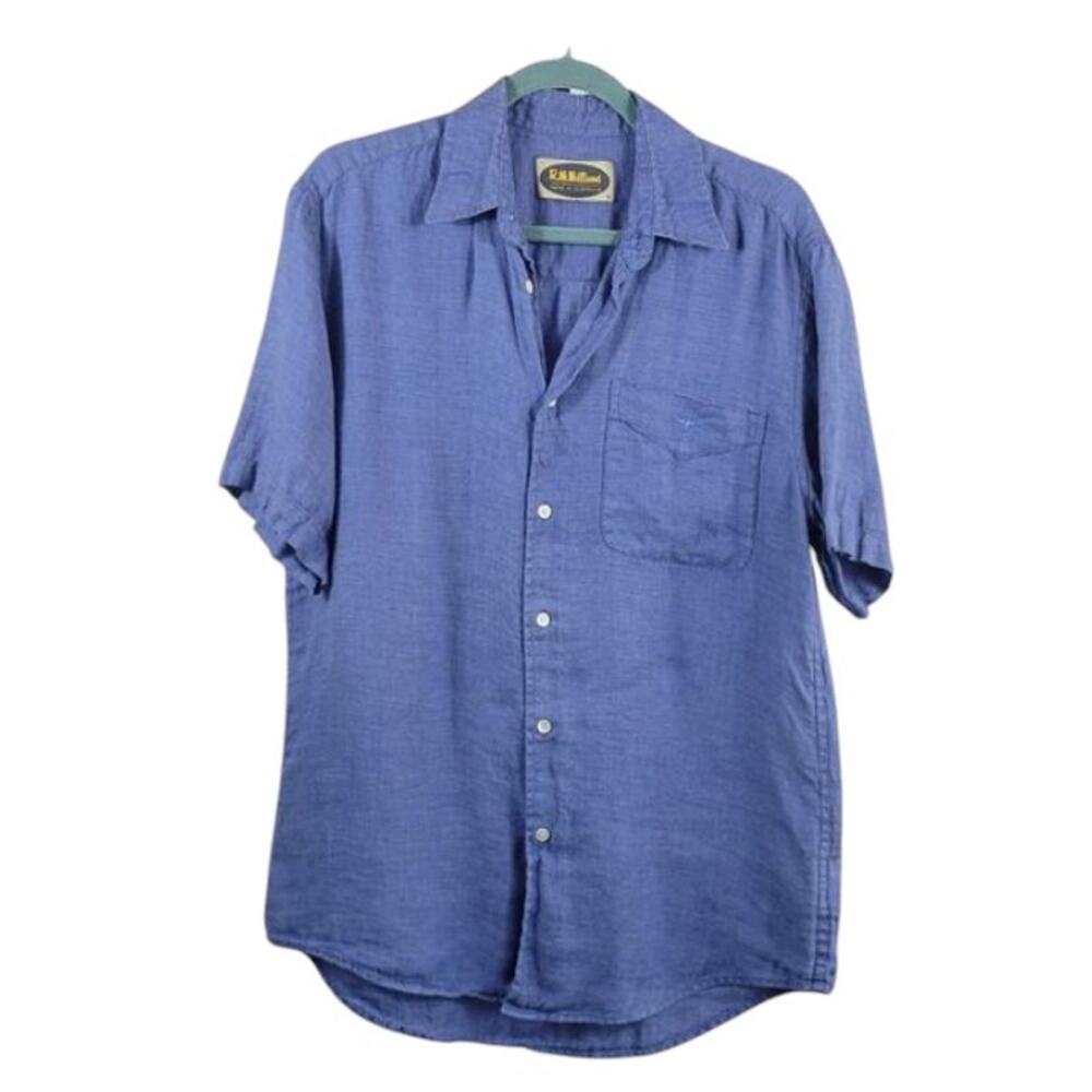 R.M Williams Linen Short Sleeve Shirt Blue Size Small